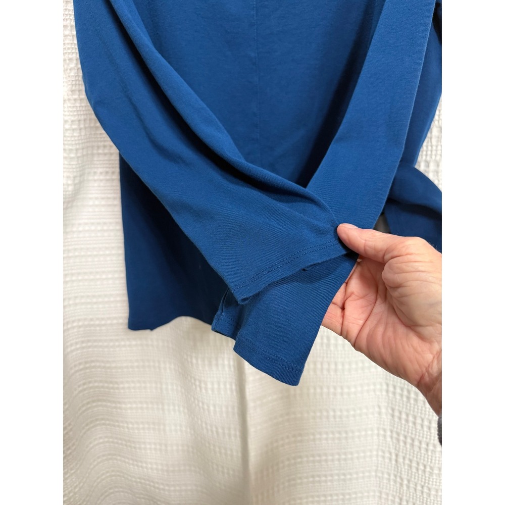 J. Jill Long Sleeve Pima Crew Neck Tee Women LP Blue Excellent‎ Side Vents - Picture 6 of 7
